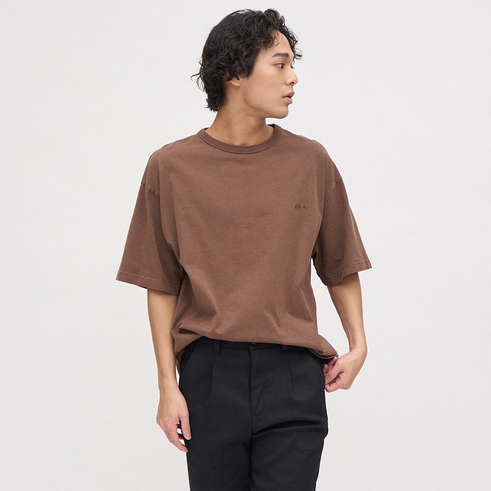 寬版刺繡水洗短TEE