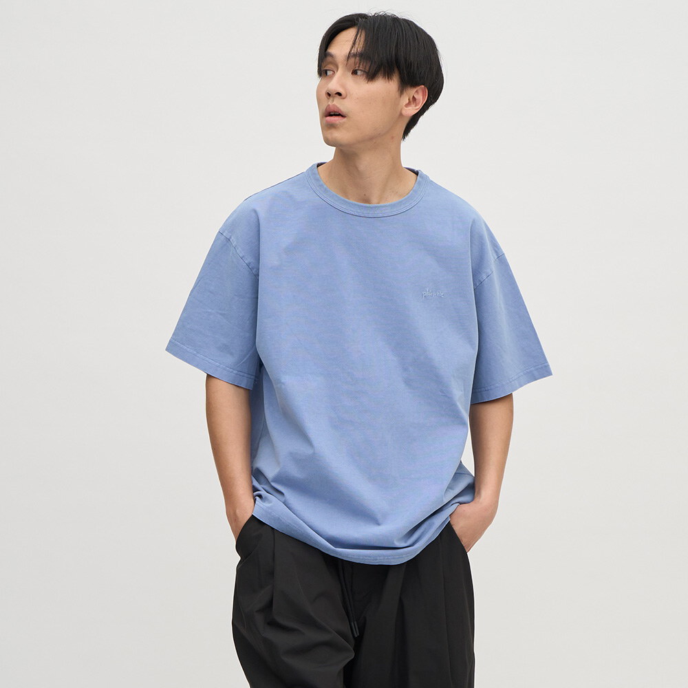 寬版刺繡水洗短TEE