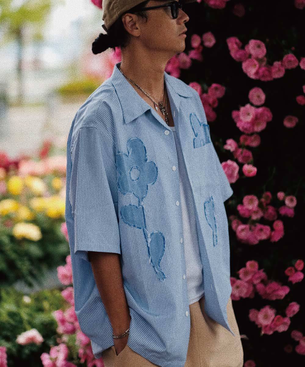 條紋開領襯衫 3S Flower Shirt