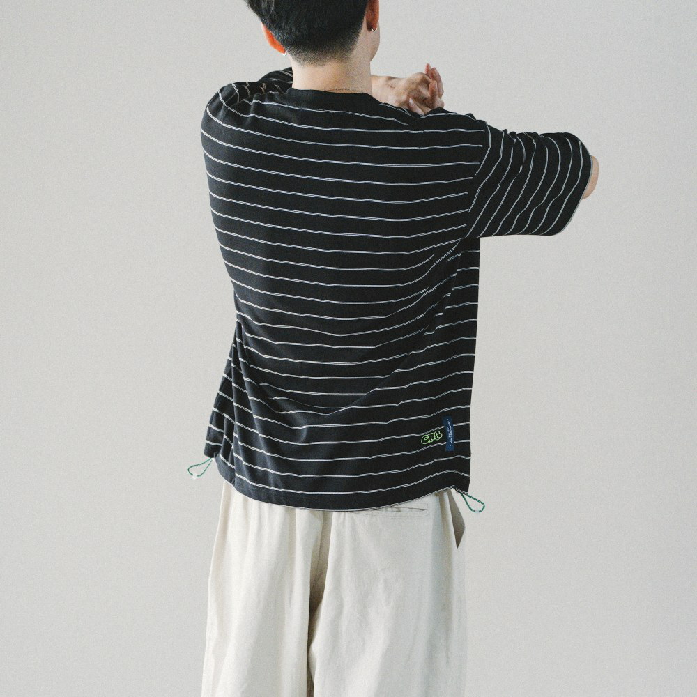 抽繩條紋短Tee Summer Stripe Tee