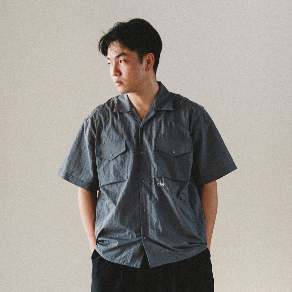防潑水開領襯衫 Metallic Grid Shirt