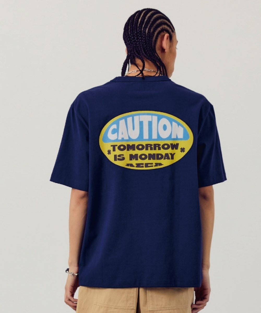 印花短TEE CAUTION HALF SLEEVE