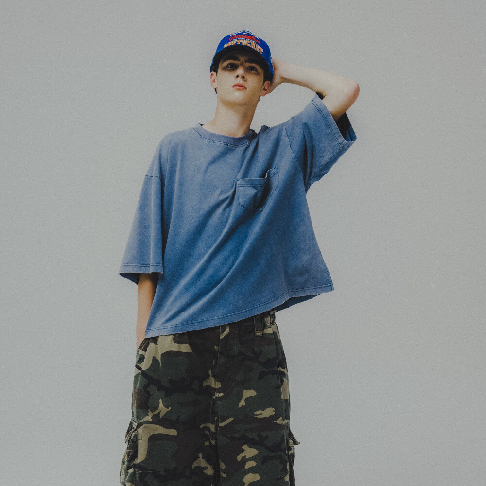 水洗口袋Tee Washed Wide Pocket Crop Tee