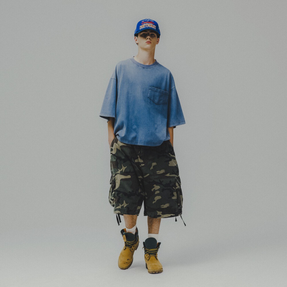 水洗口袋Tee Washed Wide Pocket Crop Tee