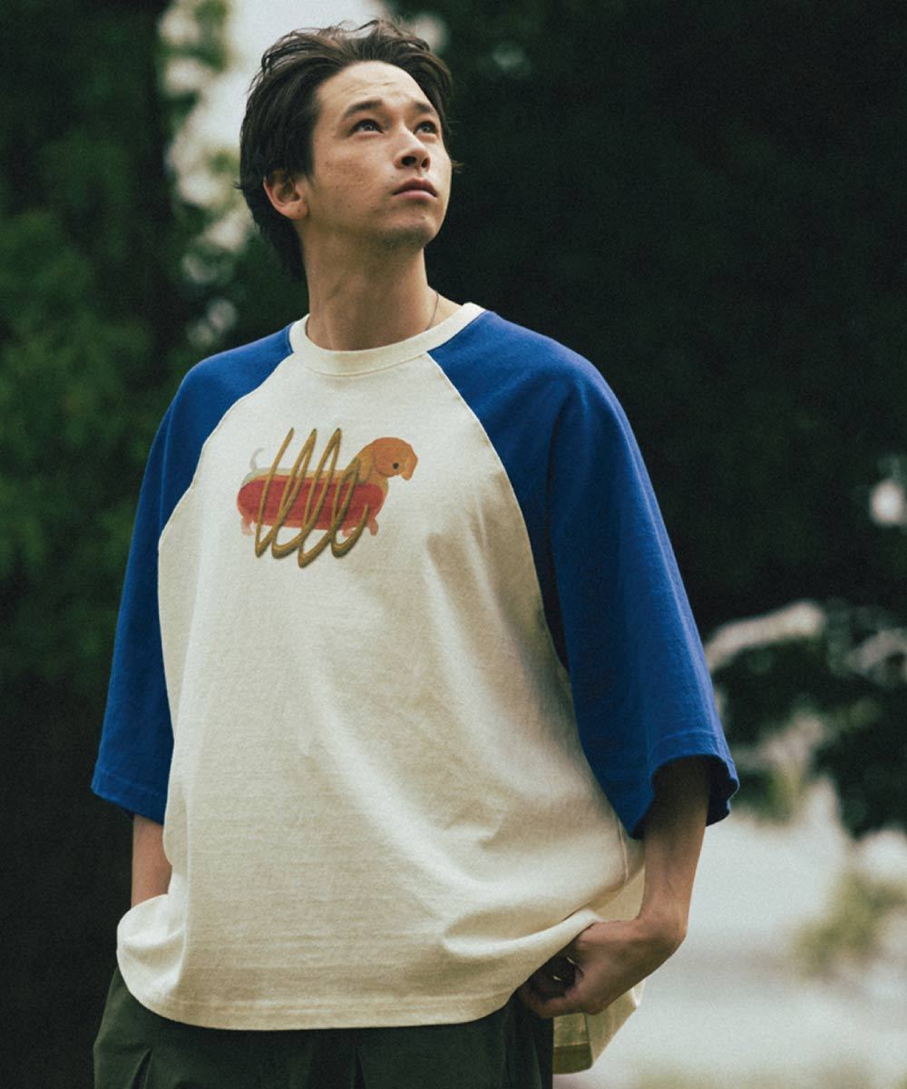 趣味插畫短Tee Hotdog Graphic Raglan Half Tee