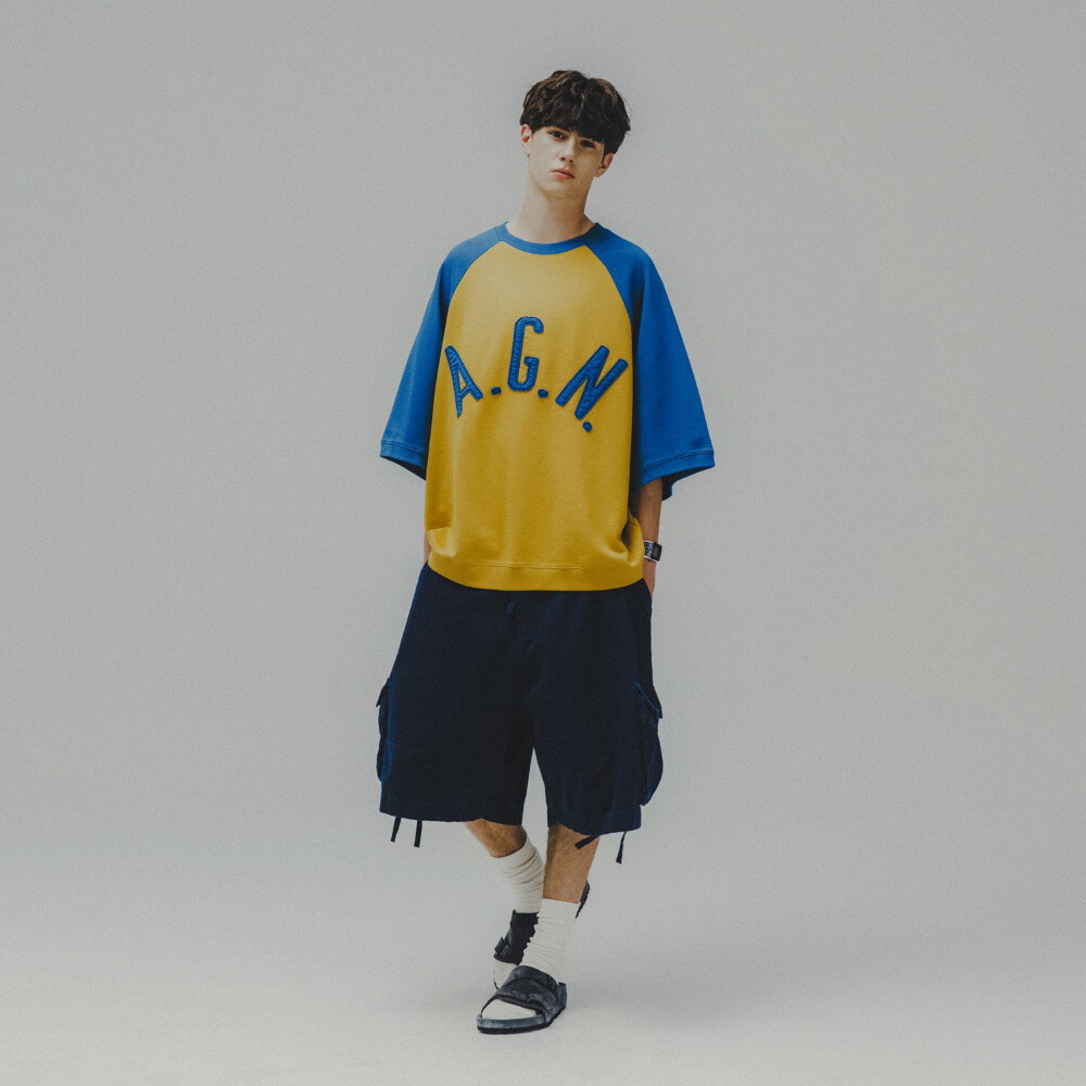 貼布短袖上衣 Applique Raglan Half Sweat Shirt