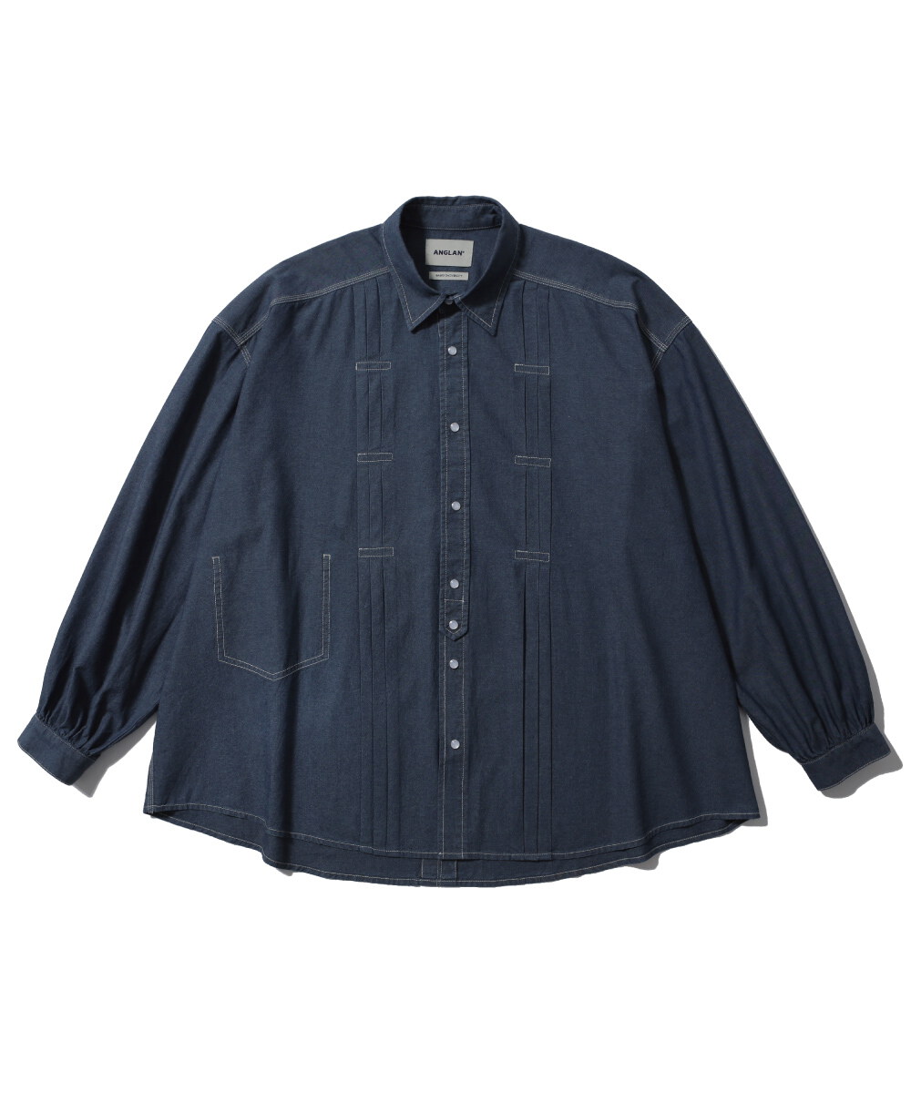 立體摺線襯衫 Pleated Chambray Shirt