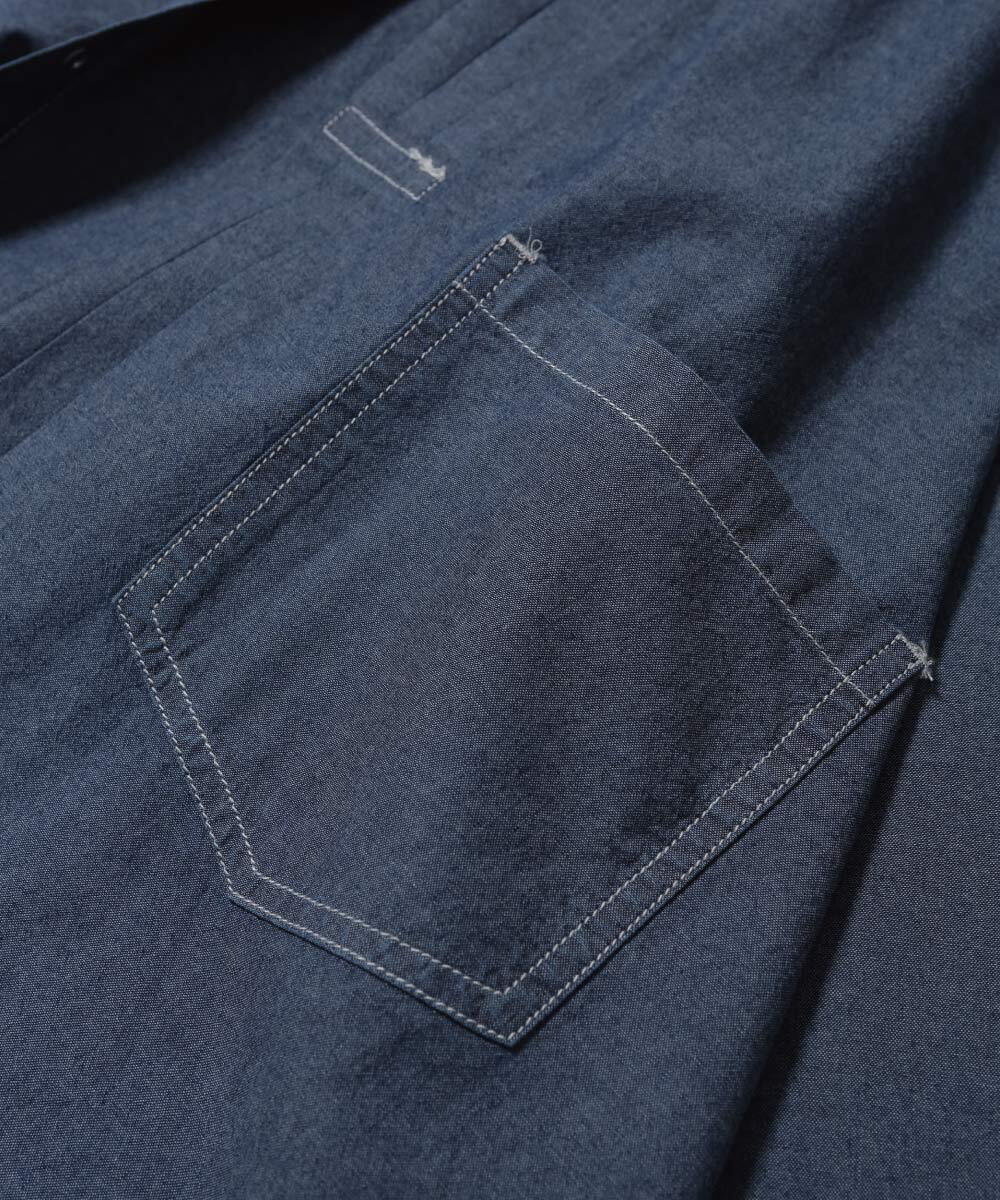 立體摺線襯衫 Pleated Chambray Shirt