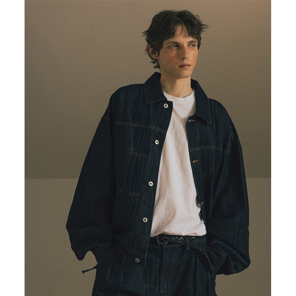 寬版牛仔外套 Pleated Wide Denim Jacket