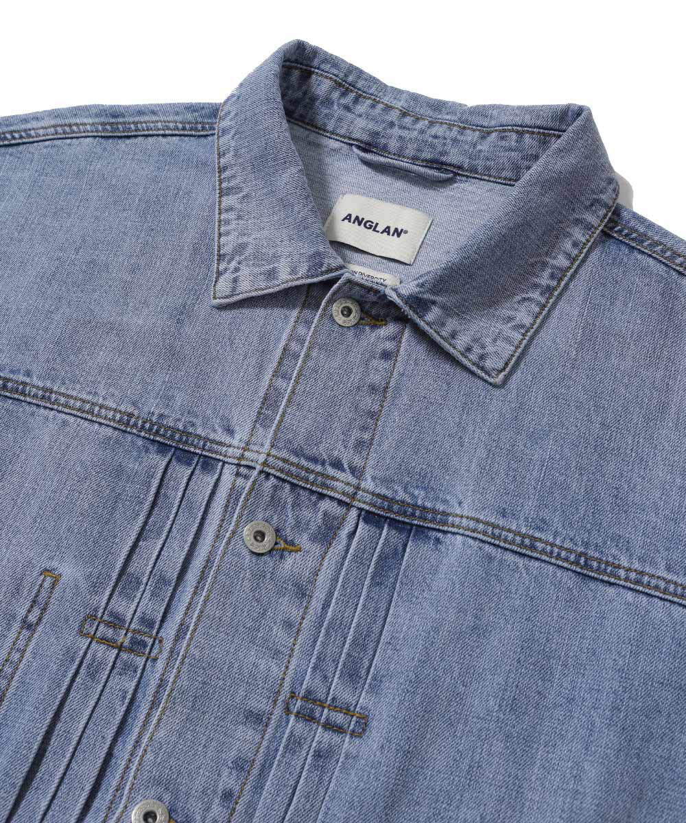 寬版牛仔外套 Pleated Wide Denim Jacket