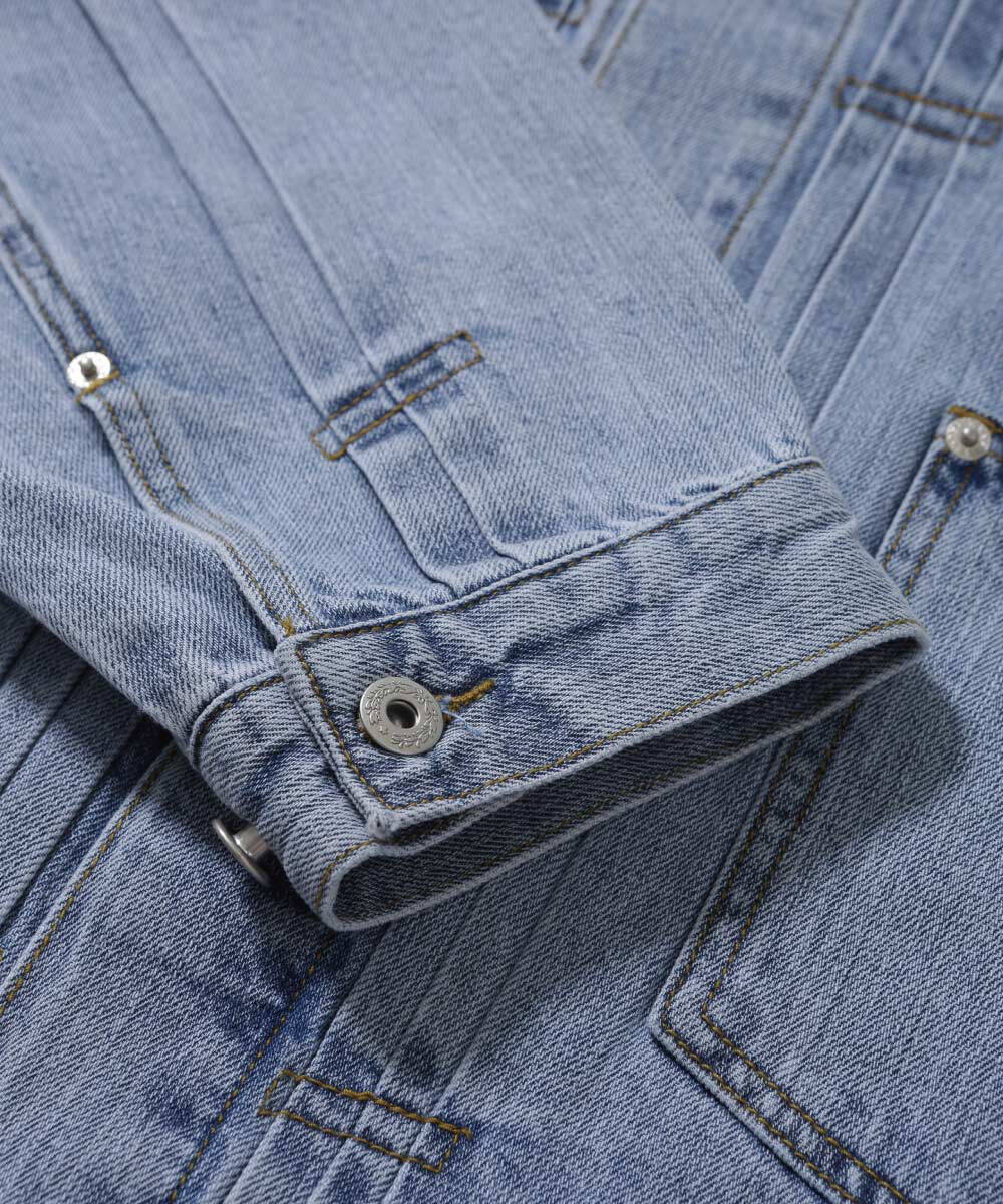 寬版牛仔外套 Pleated Wide Denim Jacket