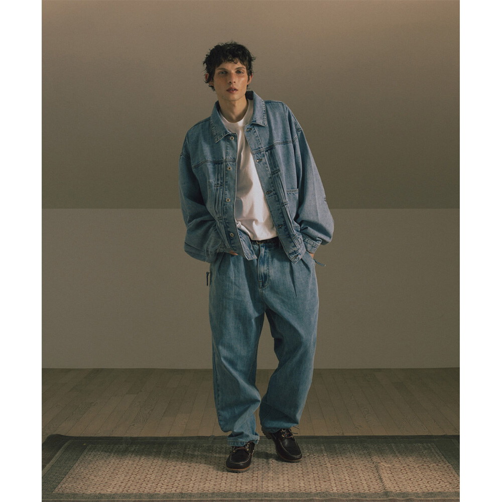 寬版牛仔外套 Pleated Wide Denim Jacket