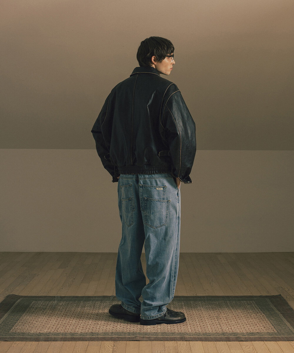 寬錐形牛仔褲 Wide Tapered Denim Pants