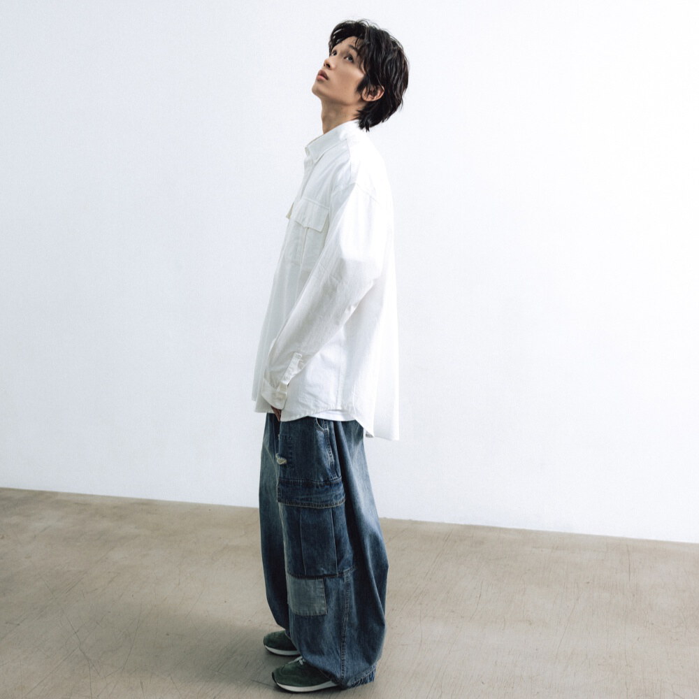 丹寧氣球長褲 Distressed Cargo Denim Balloon Pants