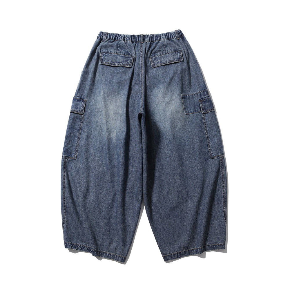丹寧氣球長褲 Distressed Cargo Denim Balloon Pants