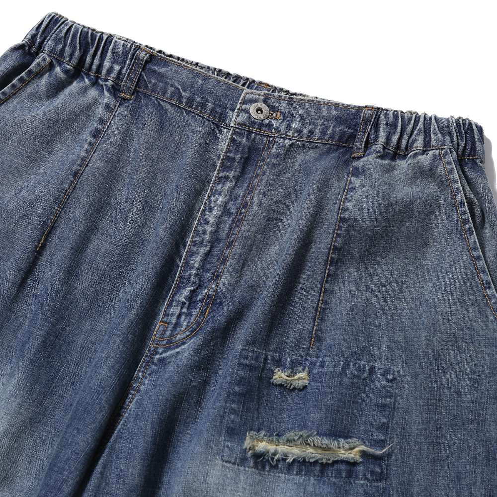 丹寧氣球長褲 Distressed Cargo Denim Balloon Pants