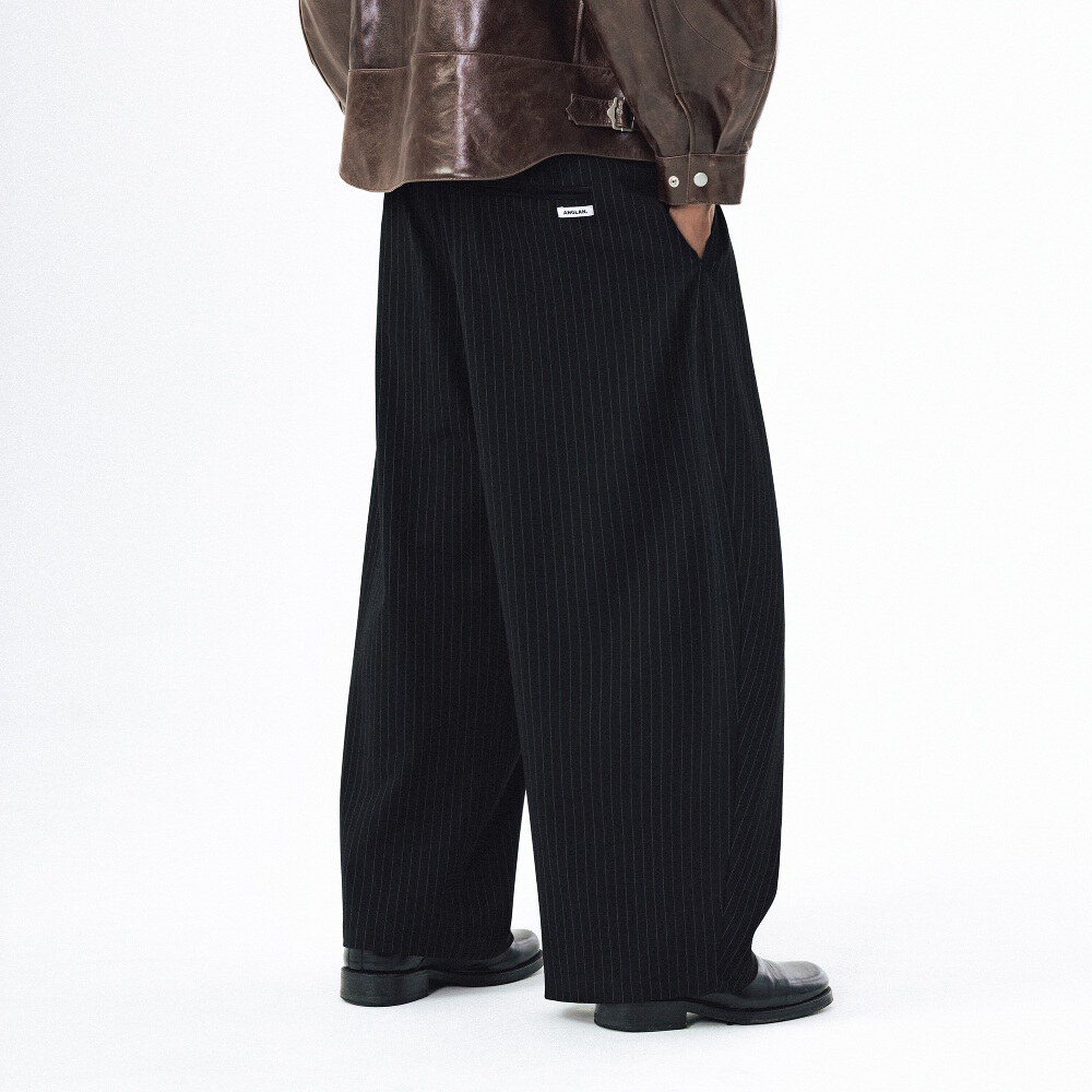 條紋打褶長褲 Overlapping Pleat Striped Trousers