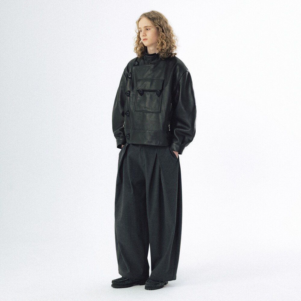 條紋打褶長褲 Overlapping Pleat Striped Trousers