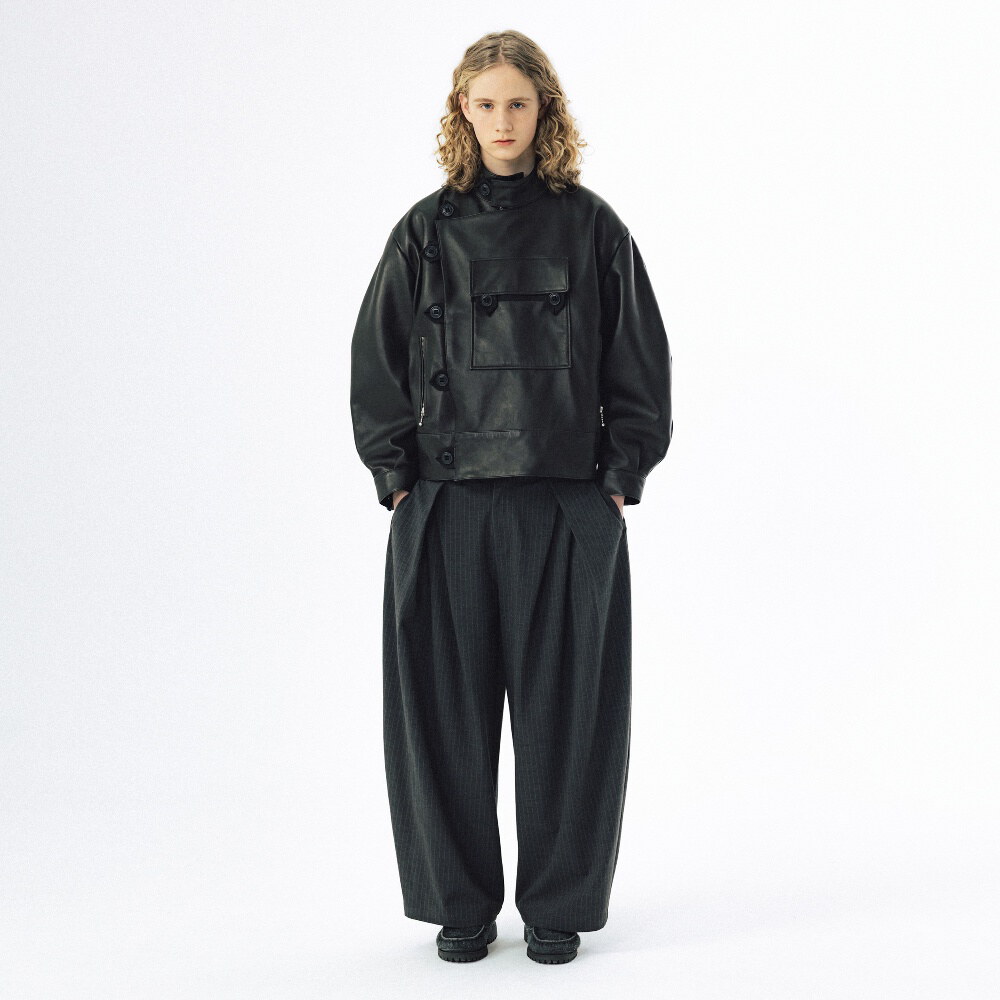 條紋打褶長褲 Overlapping Pleat Striped Trousers