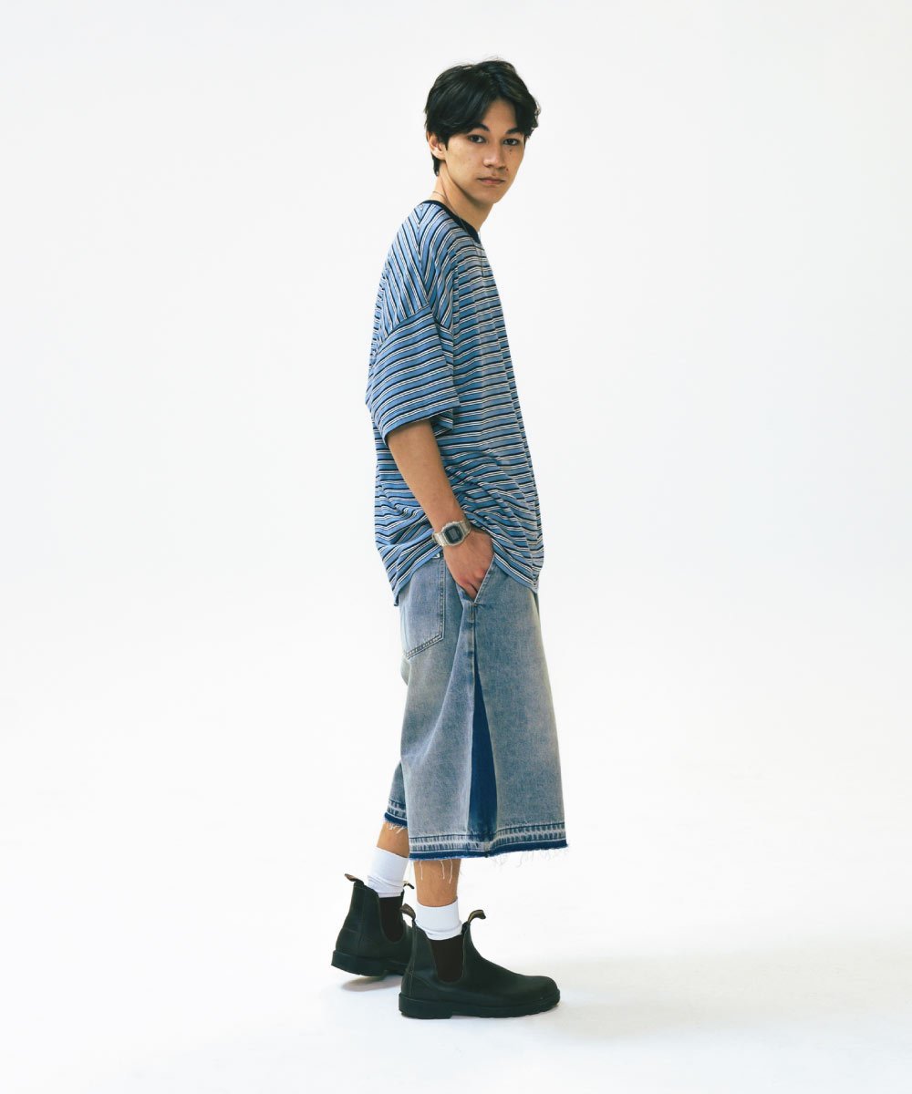 側刷水洗丹寧短褲 Side Washed Denim Half Pants