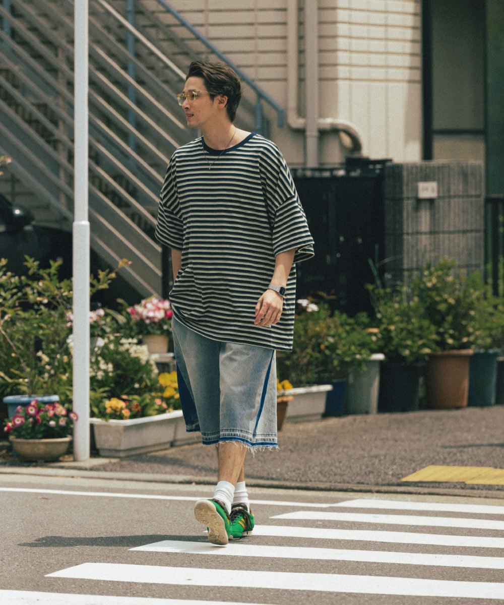 側刷水洗丹寧短褲 Side Washed Denim Half Pants