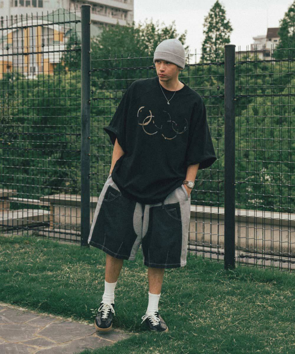 拼接休閒短褲 Denim Double Sweat Half Pants