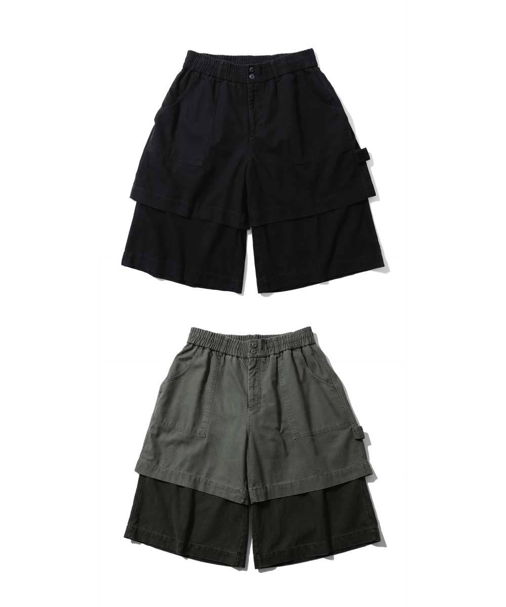 拼接工裝五分褲 Layered Half Fatigue Half Pants