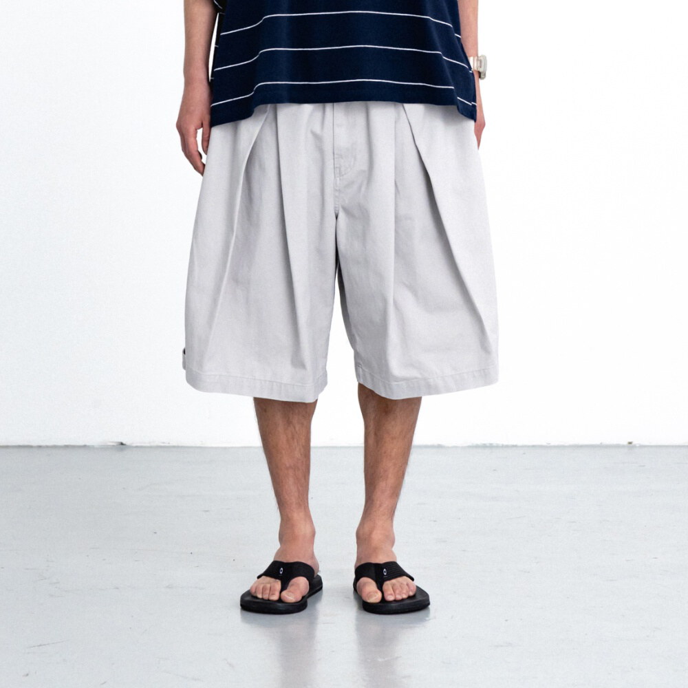 雙打褶五分褲 Cross Pleated Chino Half Pants