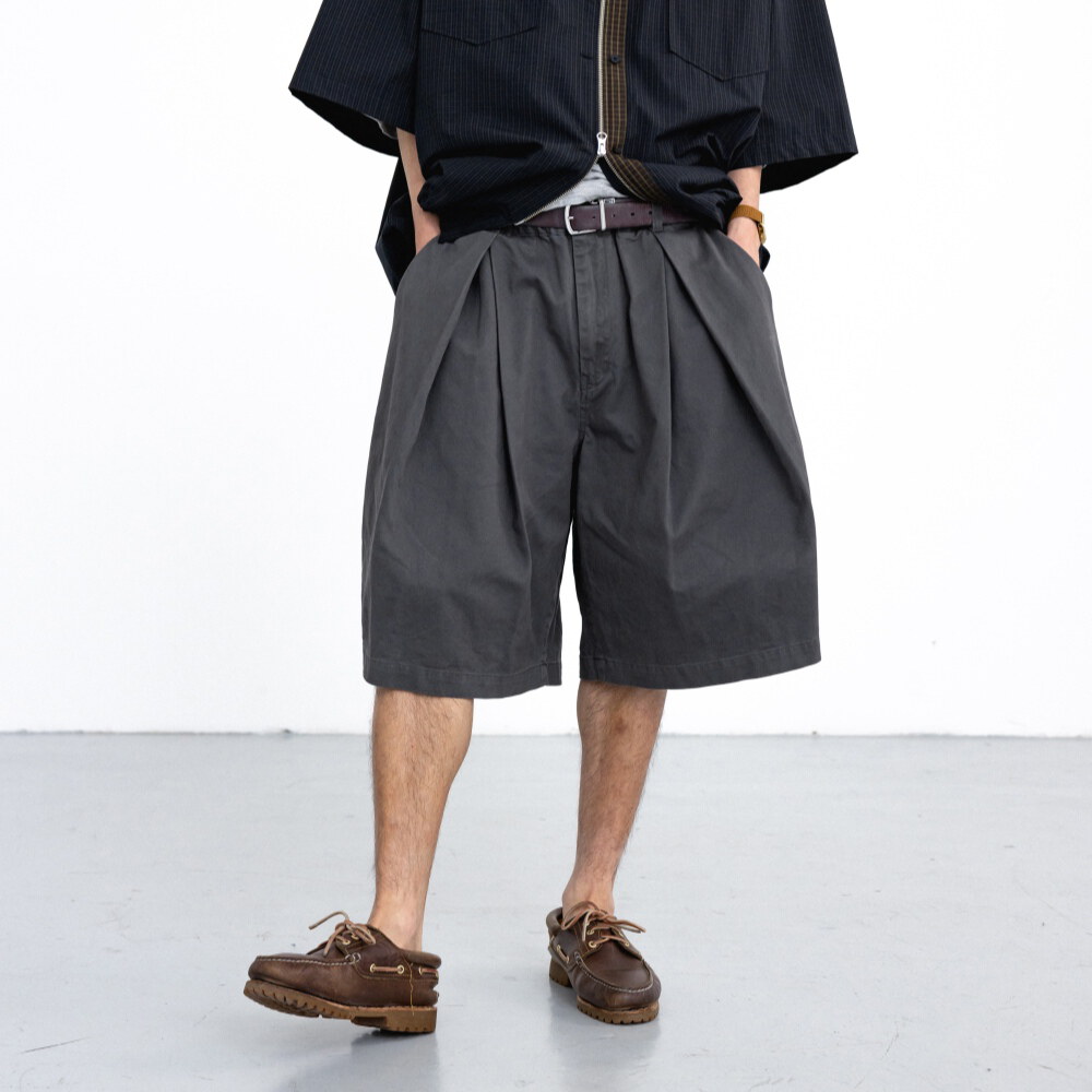 雙打褶五分褲 Cross Pleated Chino Half Pants