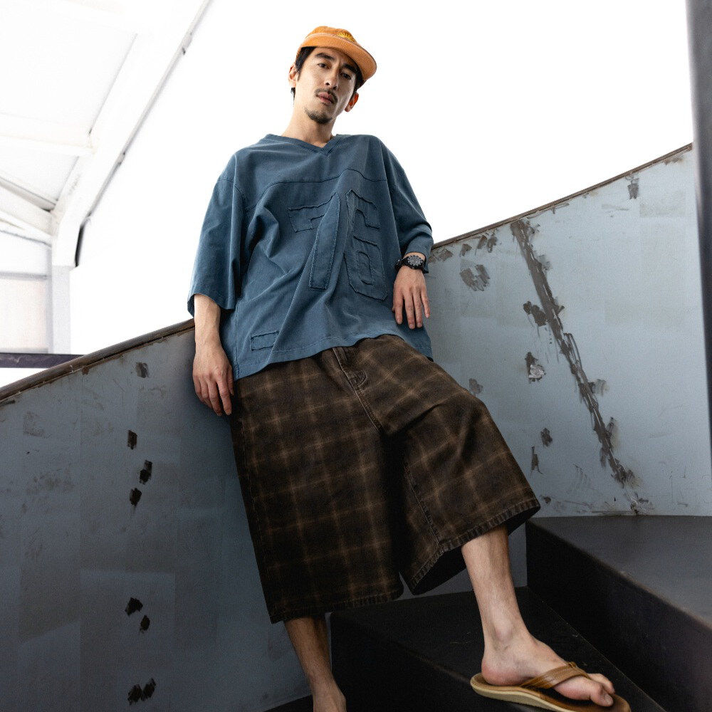 格紋五分褲 Checked Half Pants