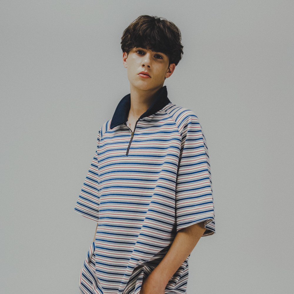 條紋Polo衫 Striped Raglan Half-Zip Polo