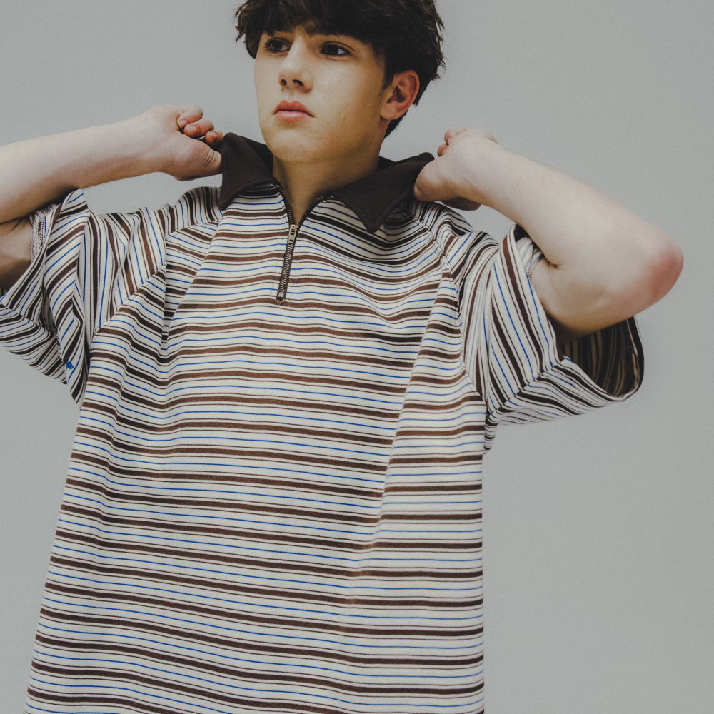 條紋Polo衫 Striped Raglan Half-Zip Polo