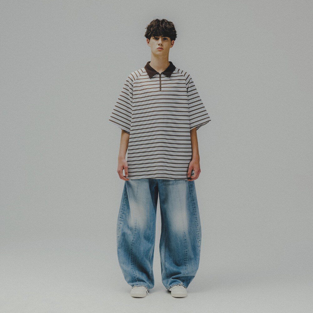 條紋Polo衫 Striped Raglan Half-Zip Polo