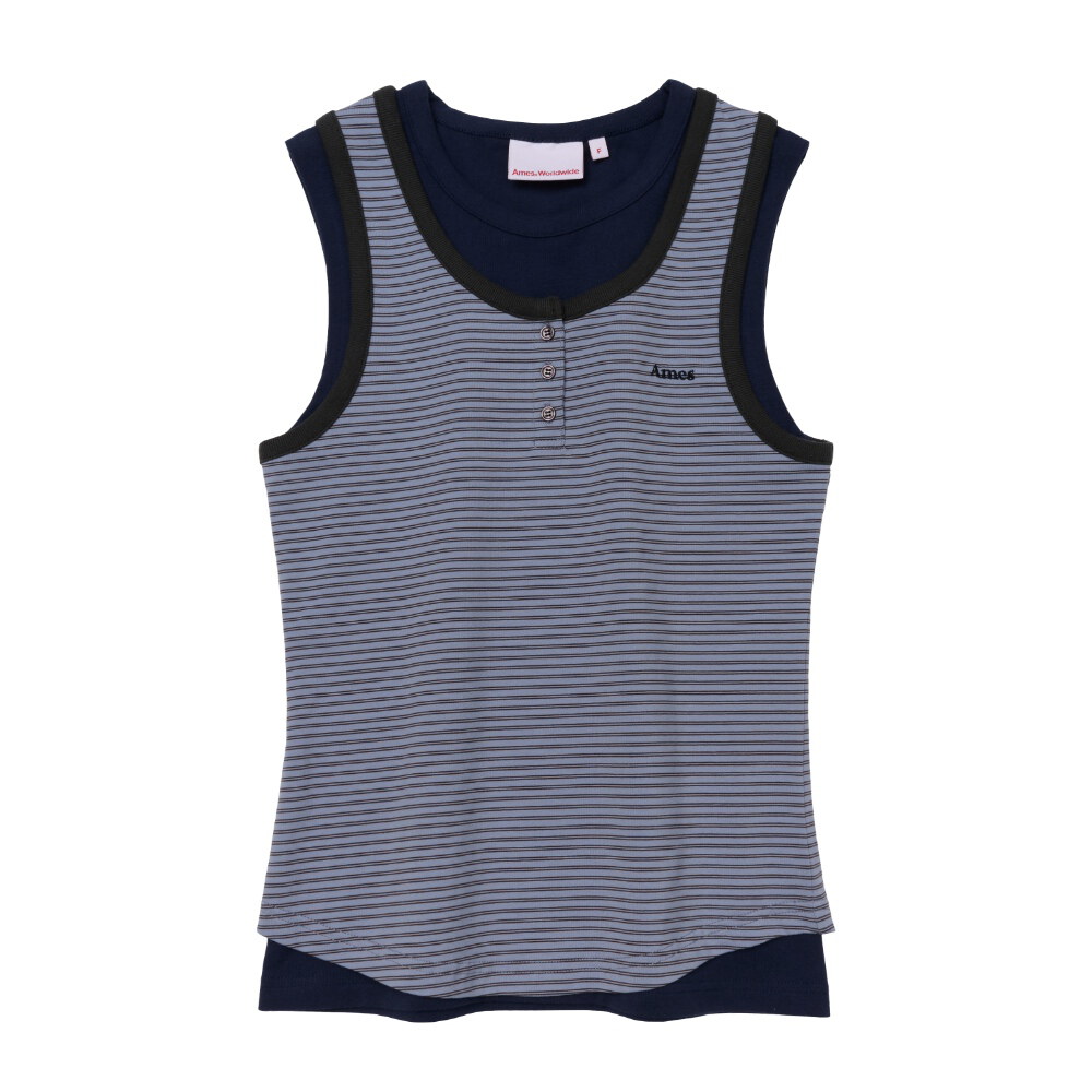 疊穿條紋背心 LAYERED BUTTON SLEEVELESS
