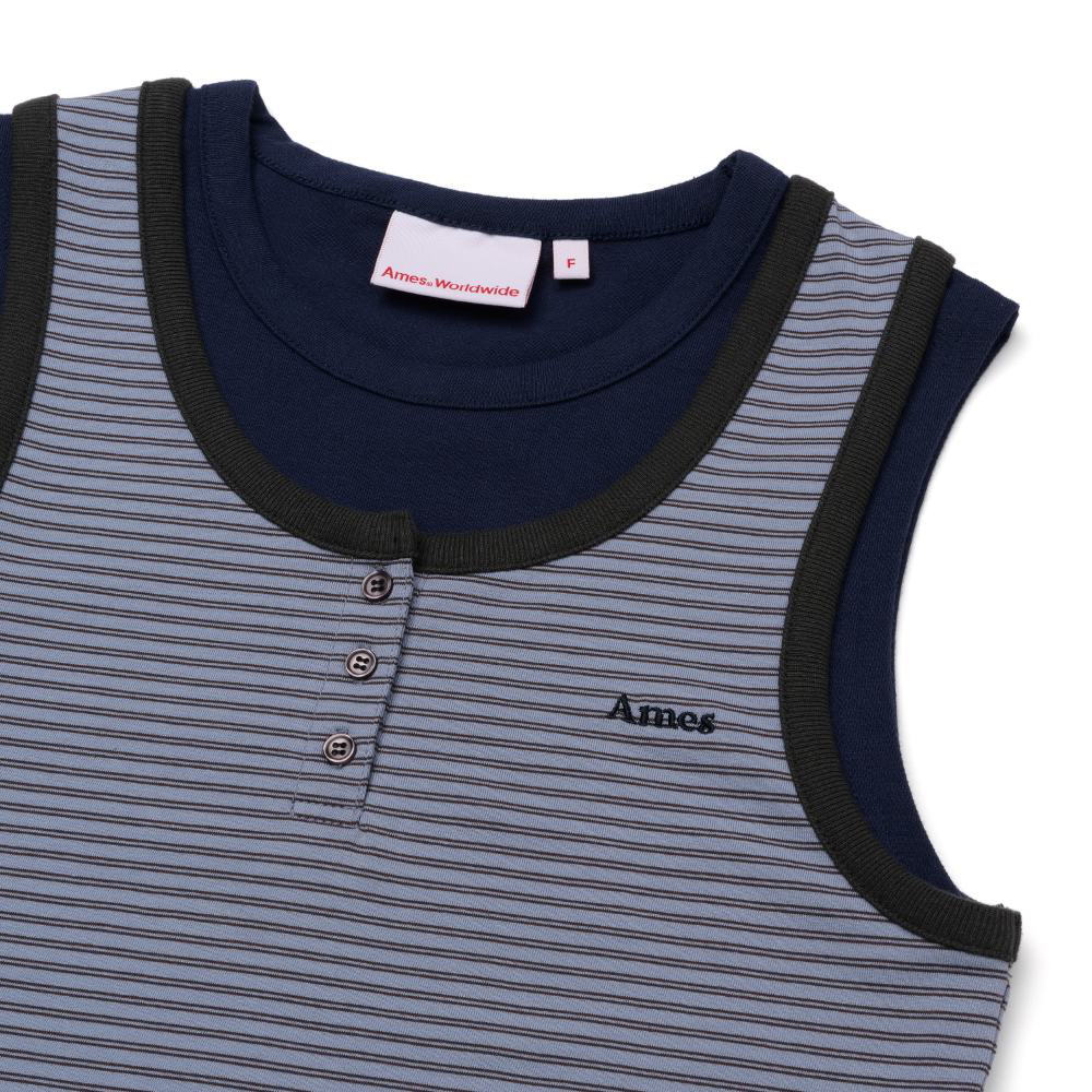 疊穿條紋背心 LAYERED BUTTON SLEEVELESS
