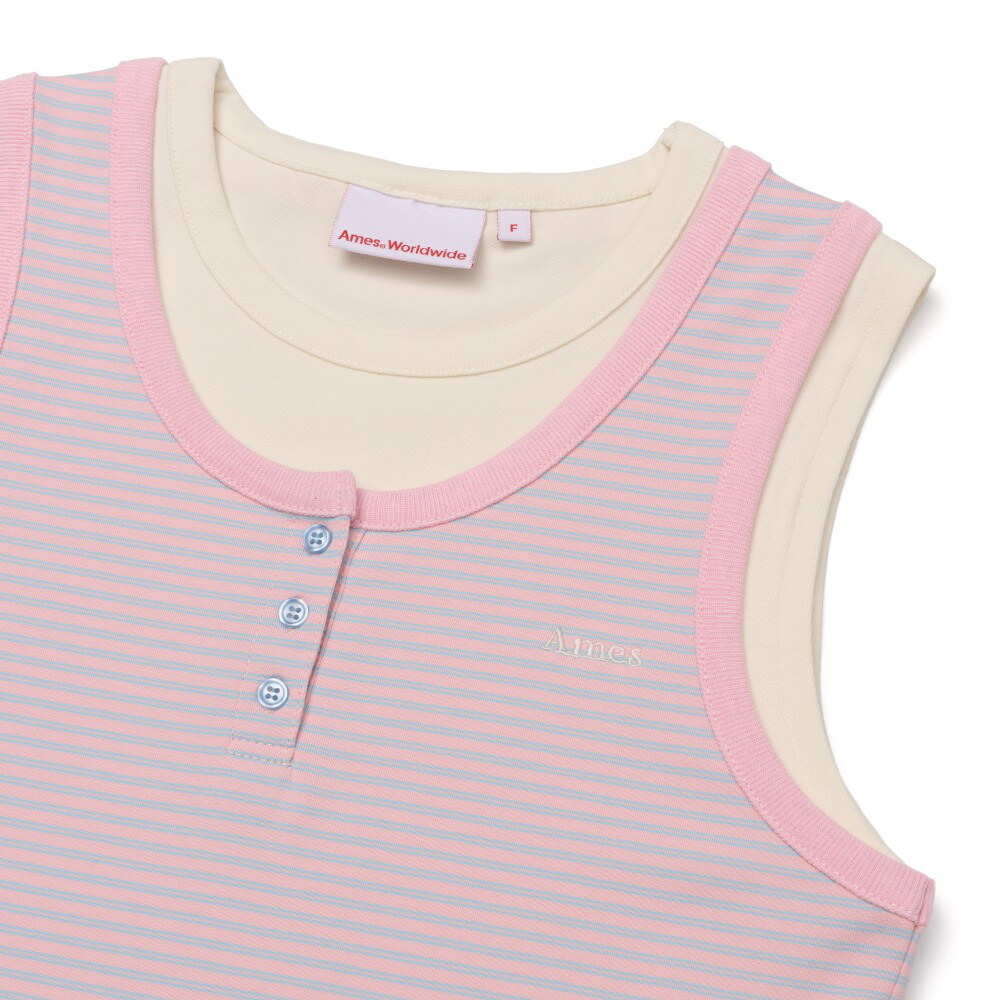 疊穿條紋背心 LAYERED BUTTON SLEEVELESS