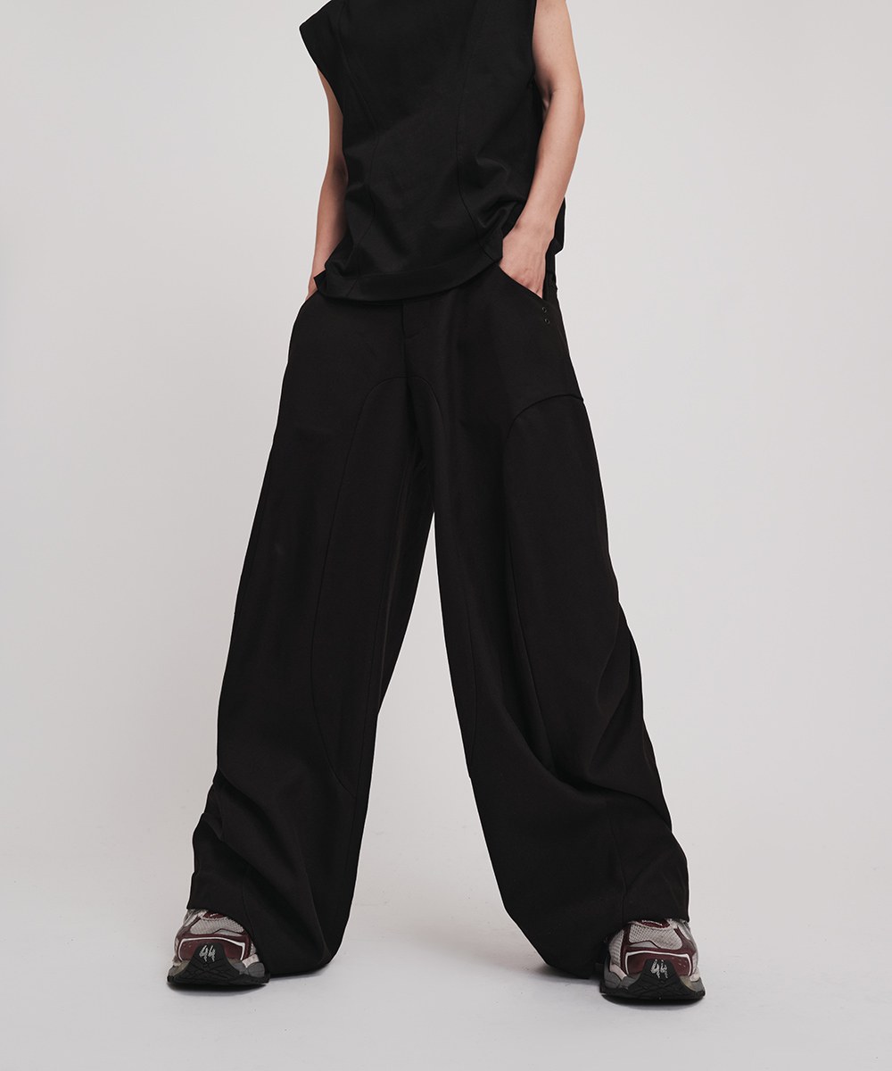 剪接造型闊腿褲 Wide-Legs Trousers