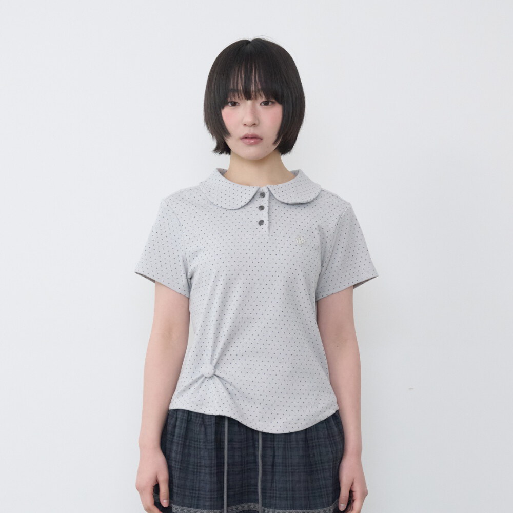 鈕扣點點短Tee Round Collar T-Shirt