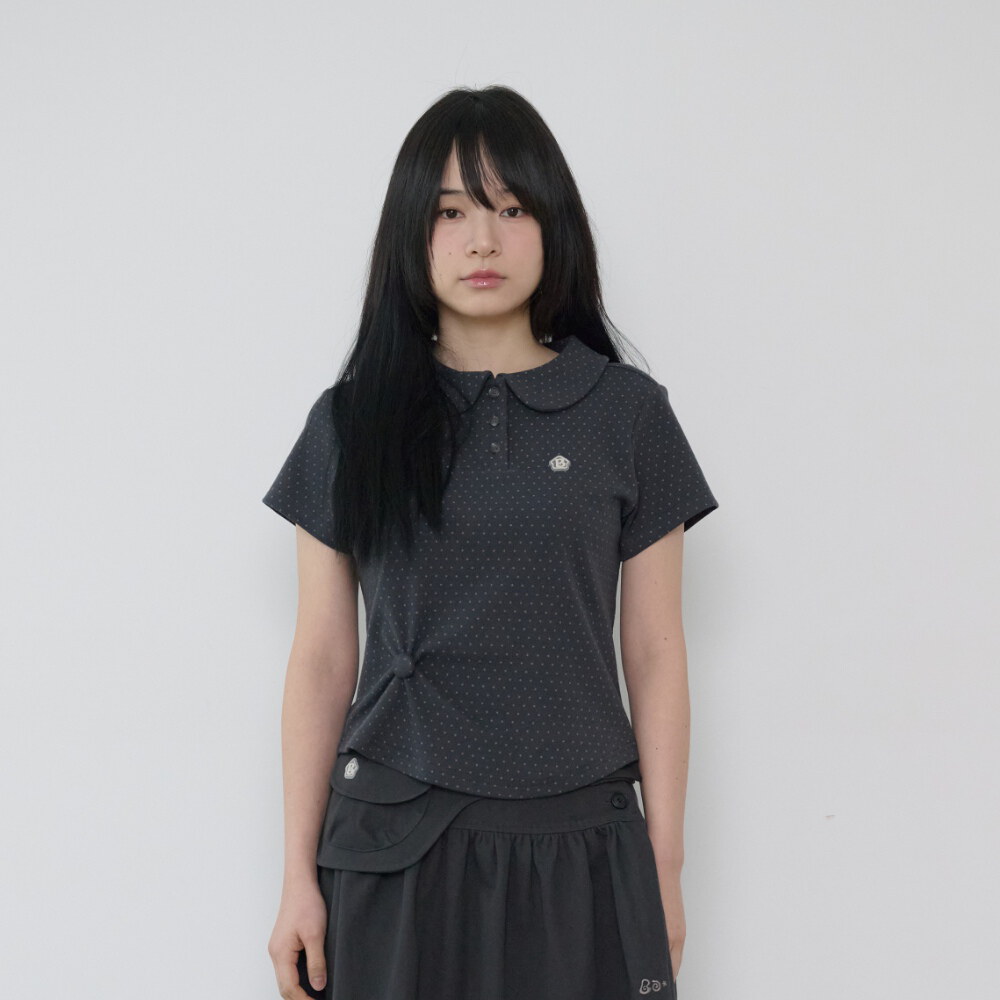 鈕扣點點短Tee Round Collar T-Shirt