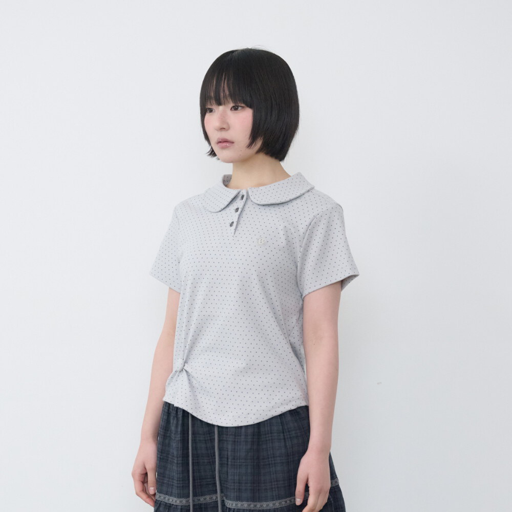 鈕扣點點短Tee Round Collar T-Shirt