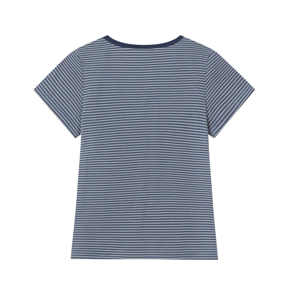 條紋短袖上衣 Henley Neck Slim Fit T-Shirt