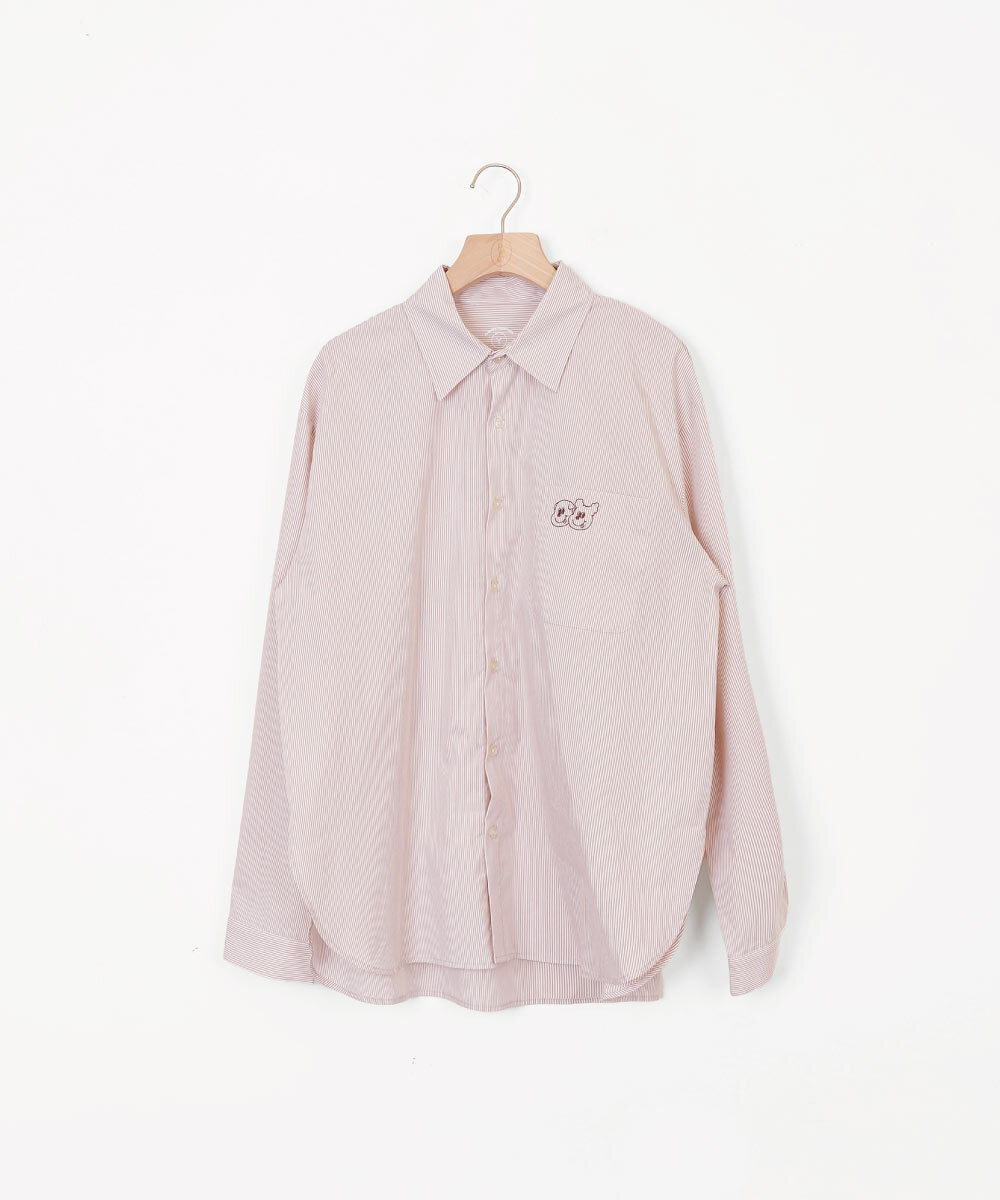 Bellox1107-小刺繡開衩直紋襯衫