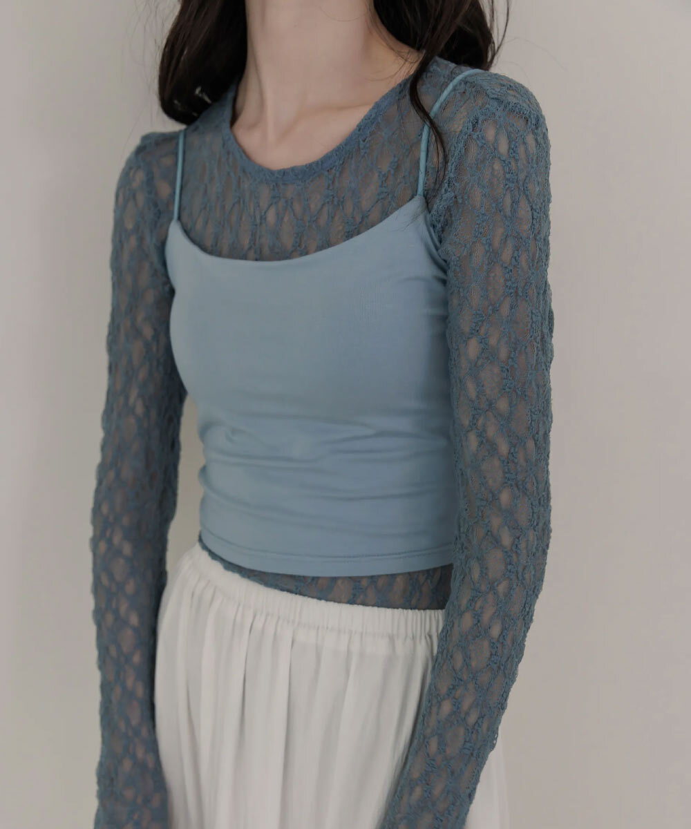 by Bello-氧氣感蕾絲圓領上衣