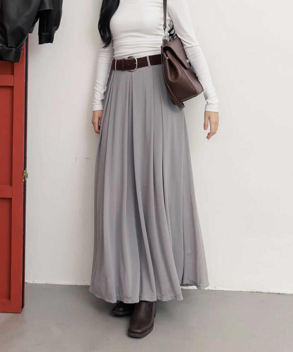 by Bello-輕柔寬百褶長裙