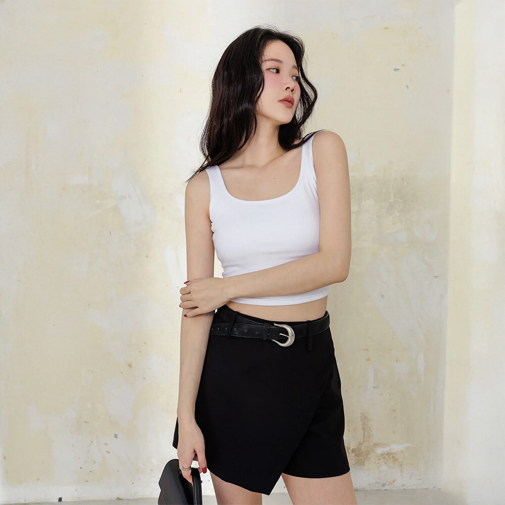 by Bello-美腿斜切短褲裙