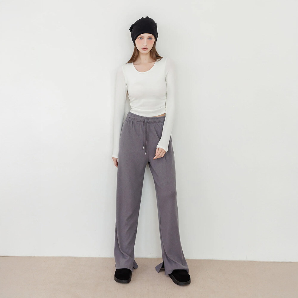 by Bello-藏肉側開衩針織褲