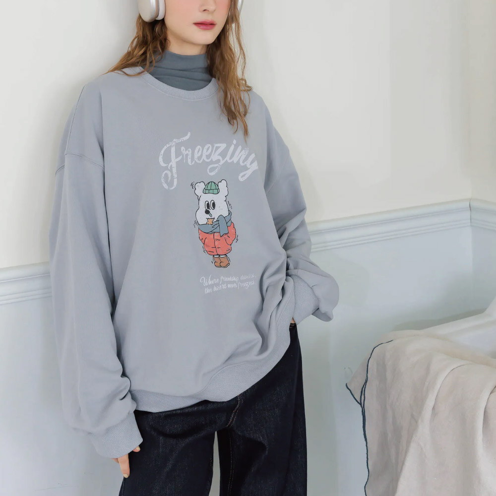 復古感寬鬆大學TEE