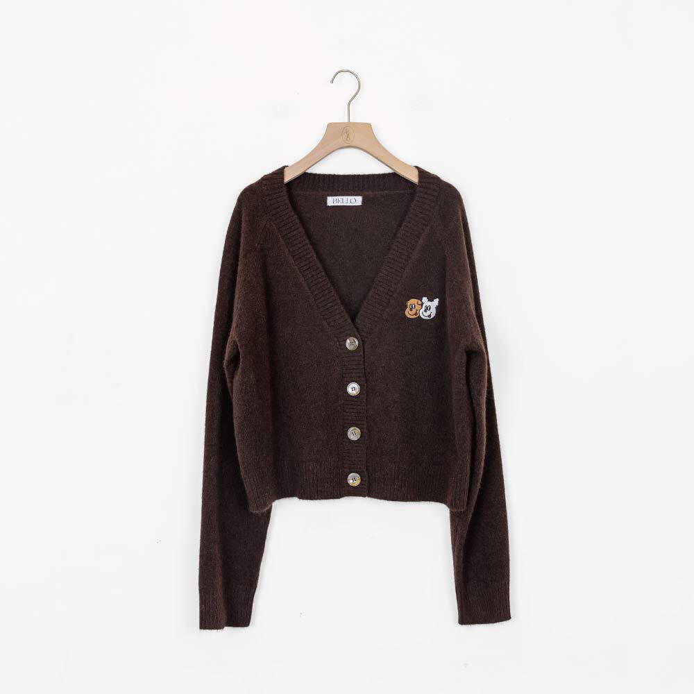 刺繡V領短版針織外套