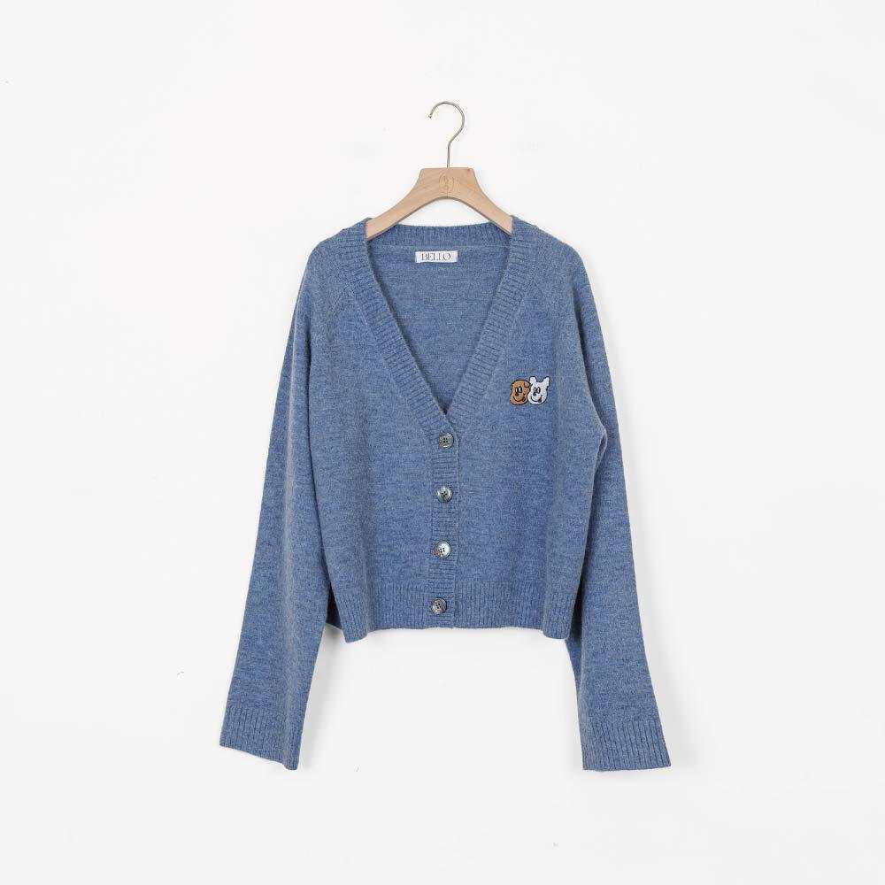 刺繡V領短版針織外套