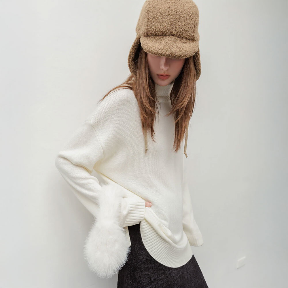 by Bello 混羊羔毛寬鬆高領毛衣